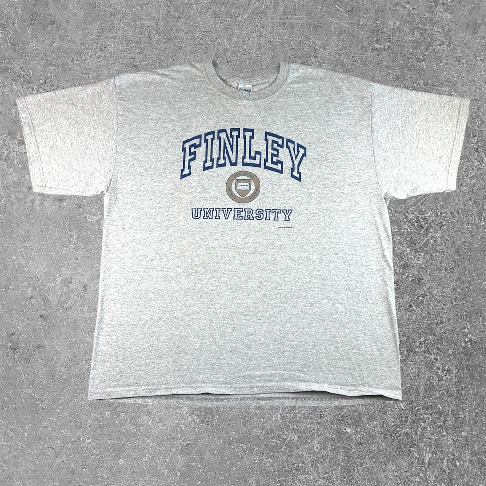 Finley University T-Shirt Mens 2XL Gray Heathered Varsity Summer Graphic‎ Tee